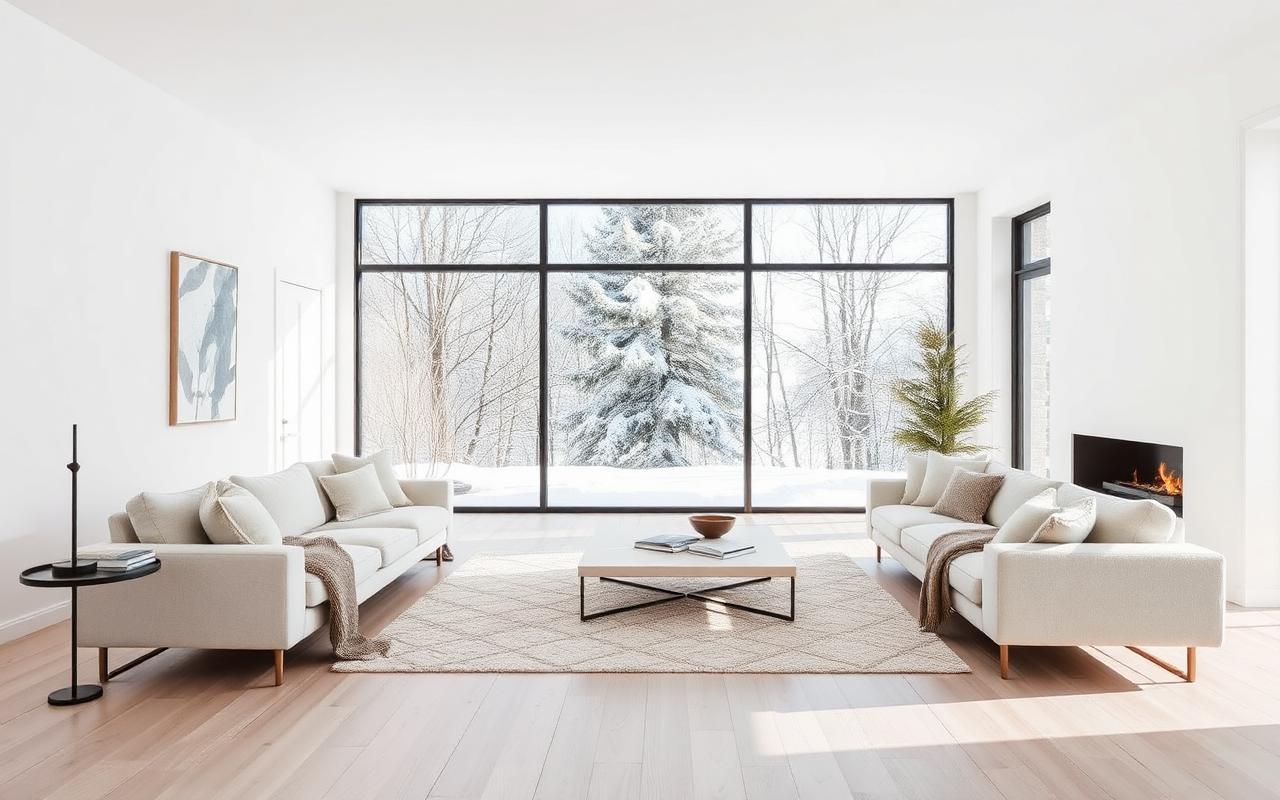 Scandinavian living room with natural materials